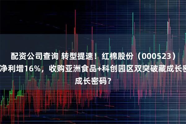 配资公司查询 转型提速！红棉股份（000523）扣非净利增16%，收购亚洲食品+科创园区双突破藏成长密码？